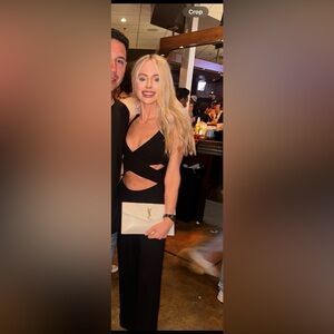 LNA XS cutout black ribbed onesie